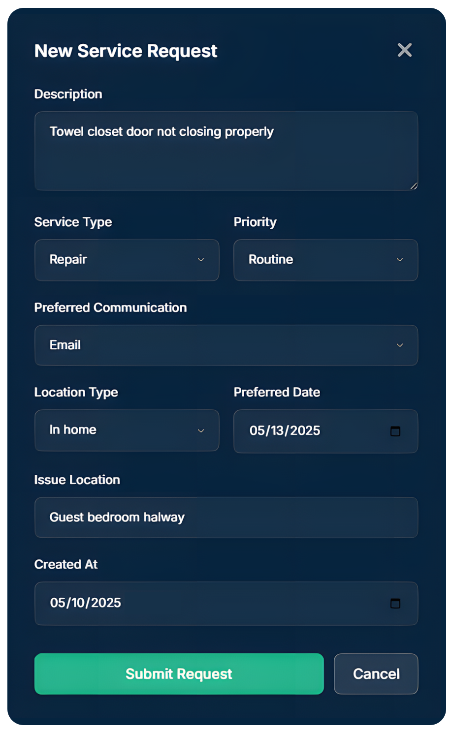 Seamless Service Request Submission