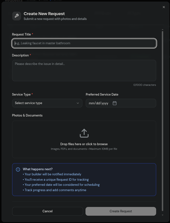Seamless Service Request Submission